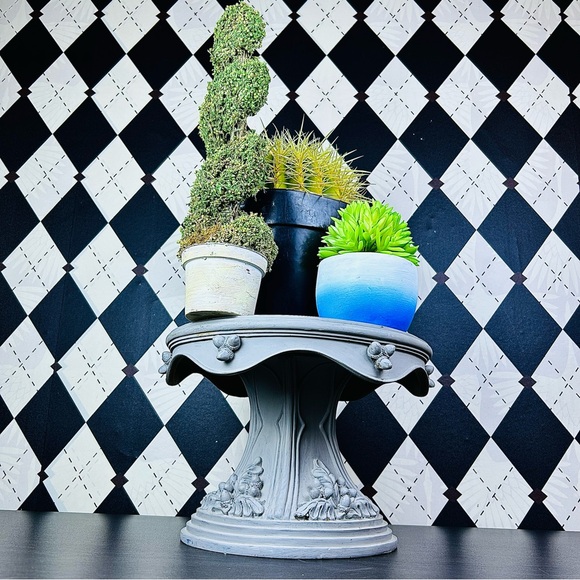 Matte Grey Ceramic Pedestal Plinth and Cake Stand French Country European 11” - Picture 4 of 12